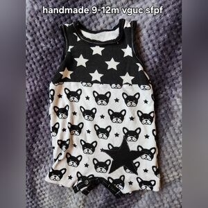 Black and White Star and Dog Print Baby Romper